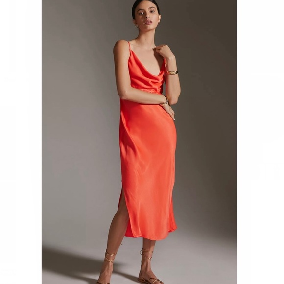Anthropologie Elyse Bias Slip Dress in Citrus - Picture 3 of 12